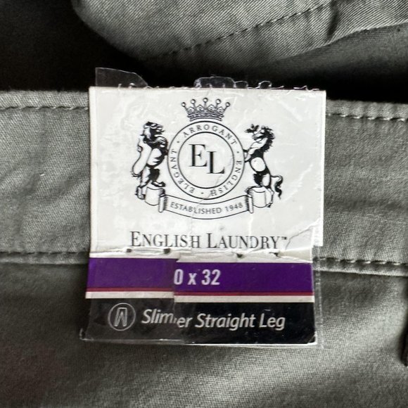 English Laundry Chino Men's Slimmer Straight Leg Pants 40 x 32 Olive Green - Picture 10 of 15